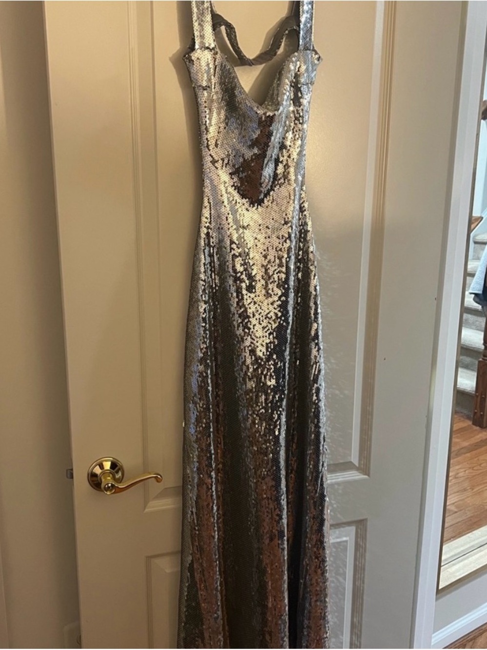 MESHKI Adoria
Sequin Cut Out Maxi Dress - Silver SIZE S - Picture 2 of 4